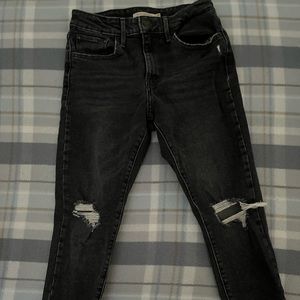 Levi high rise dark grey skinny jeans